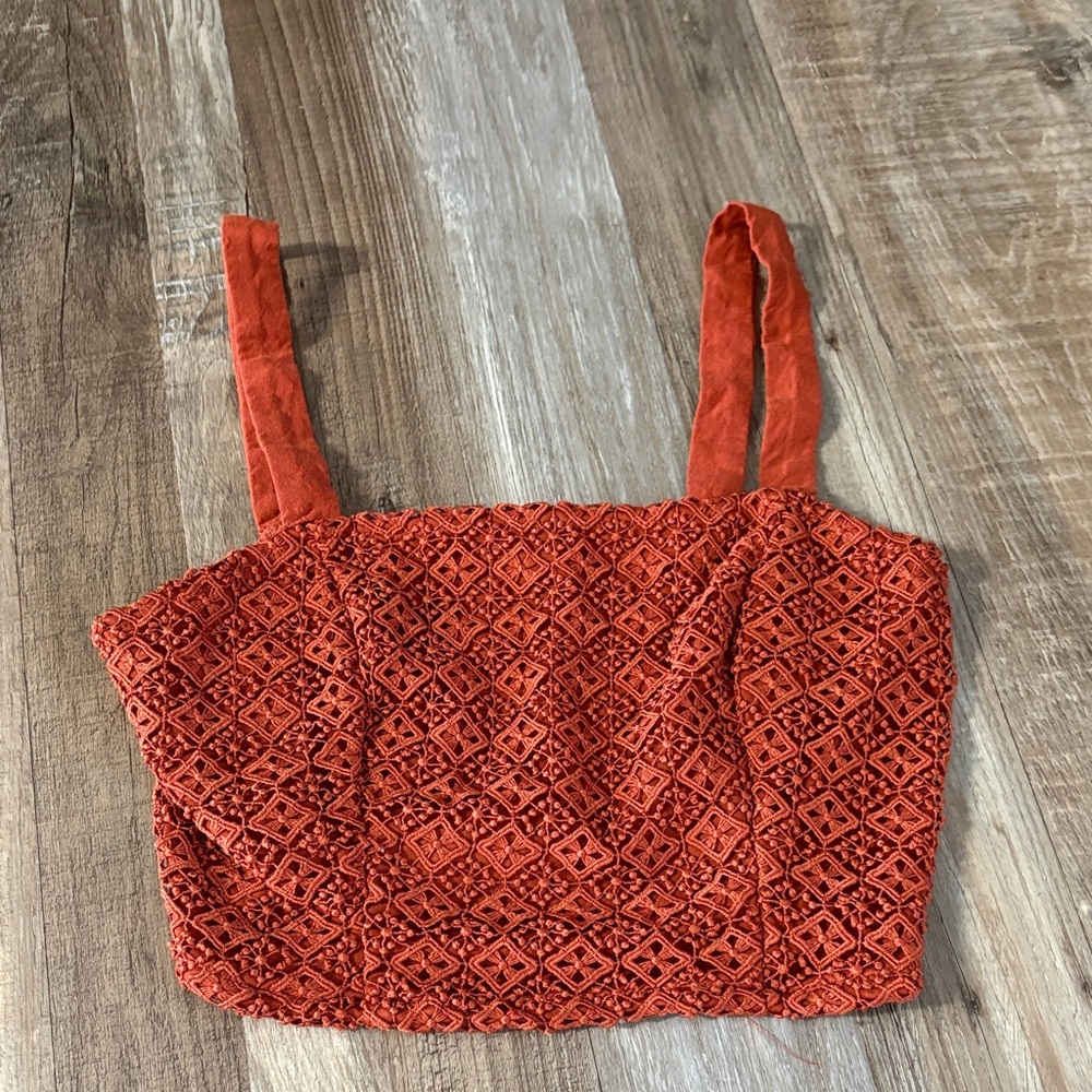 Chic Orange Lace Crop Top